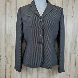5/$25 Ann Taylor Womens Jacket Blazer 2 Blue 4 Button Striped AA15